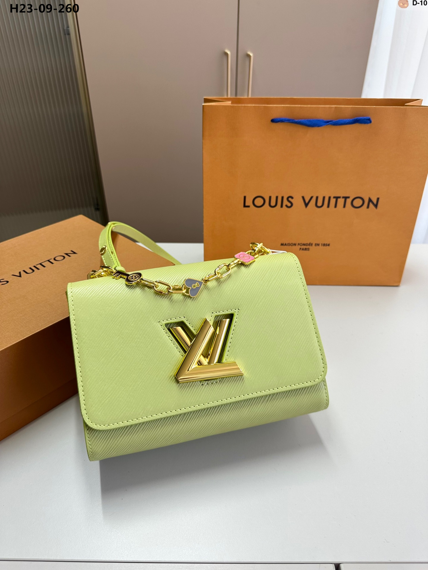 Louis Vuitton Twist Mm Bags Epi Leather Lock Chain Green 23Cm
