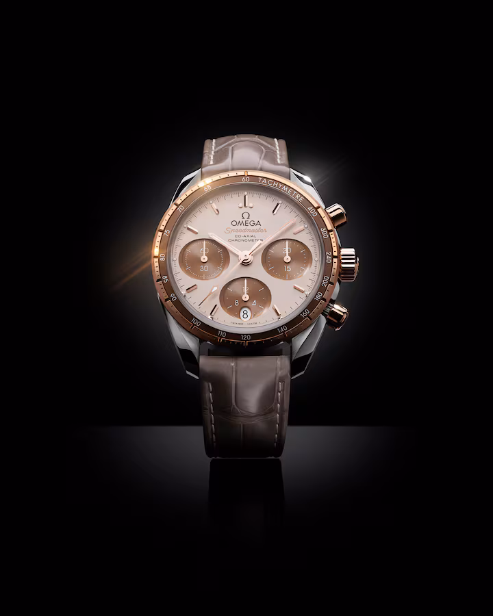 Omega Speedmaster 38 Brown Dial 38mm Stainless Steel Sedna™18k Rose Gold Strap 324.23.38.50.02.002
