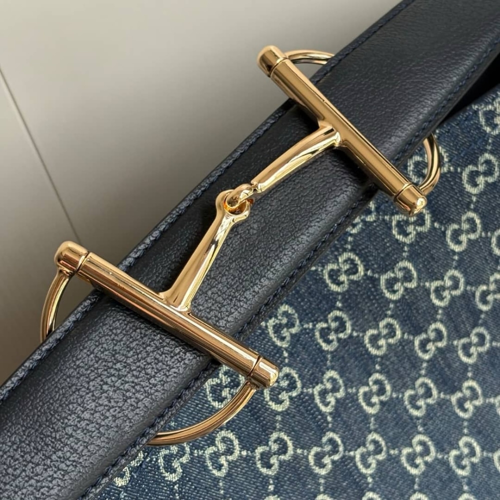 Gucci Beatrix Large Tote Bag Blue And White Gg Denim 40Cm