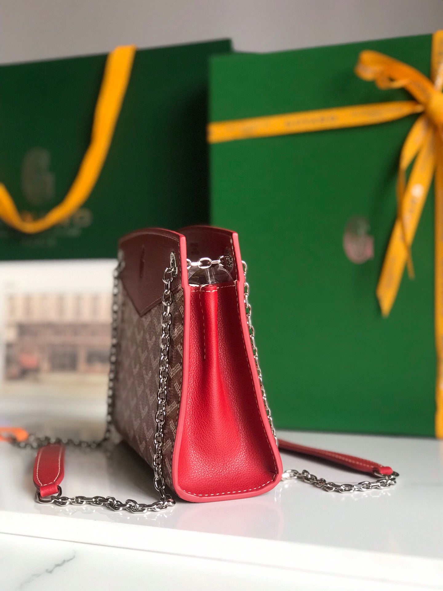 Goyard Rouette Structuré Mini Bag 21 Cm Classic Red Goyardine Canvas And Calfskin