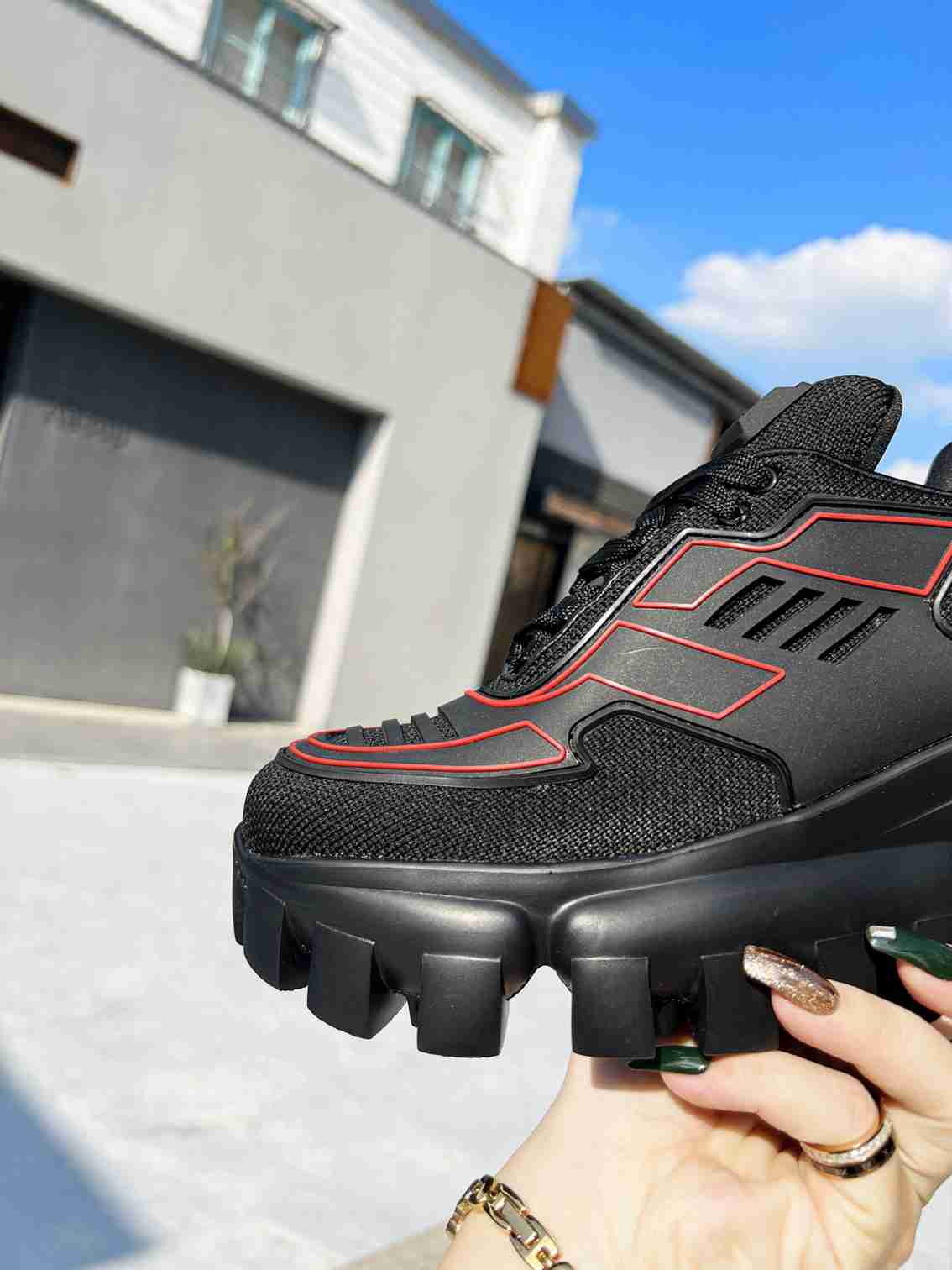 Prada Cloudbust Thunder Sneakers With Black And Red 2Eg2933Lgnf0002
