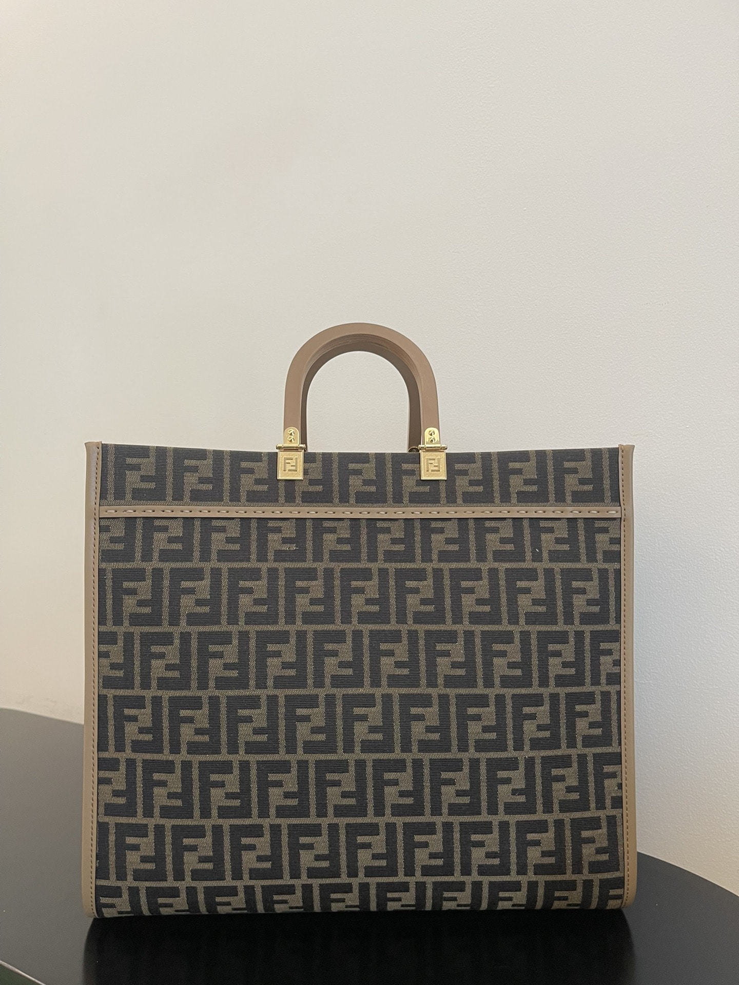 Fendi FF Jacquard Sunshine Medium Tote Bag Brown 35Cm