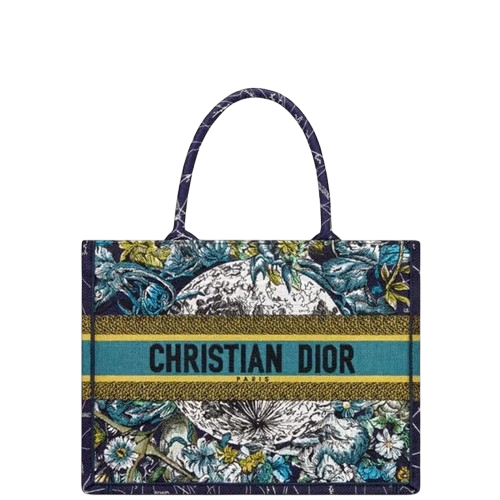 DIOR 36CM BLUE CONSTELLATION EMBROIDERY MEDIUM BOOK TOTE