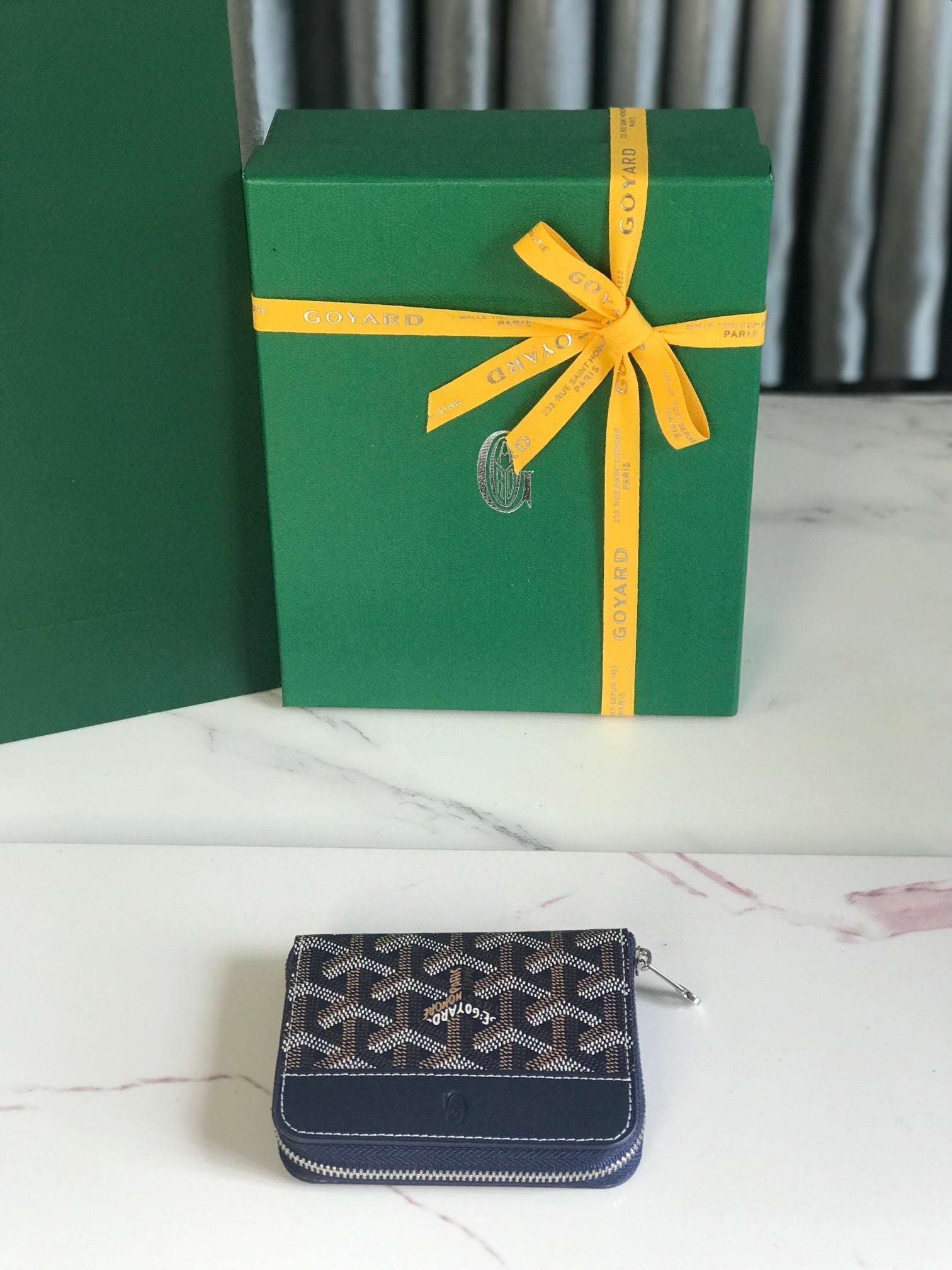 Goyard Matignon Mini Wallet 11cm Navy Blue Goyardine Canvas And Calfskin