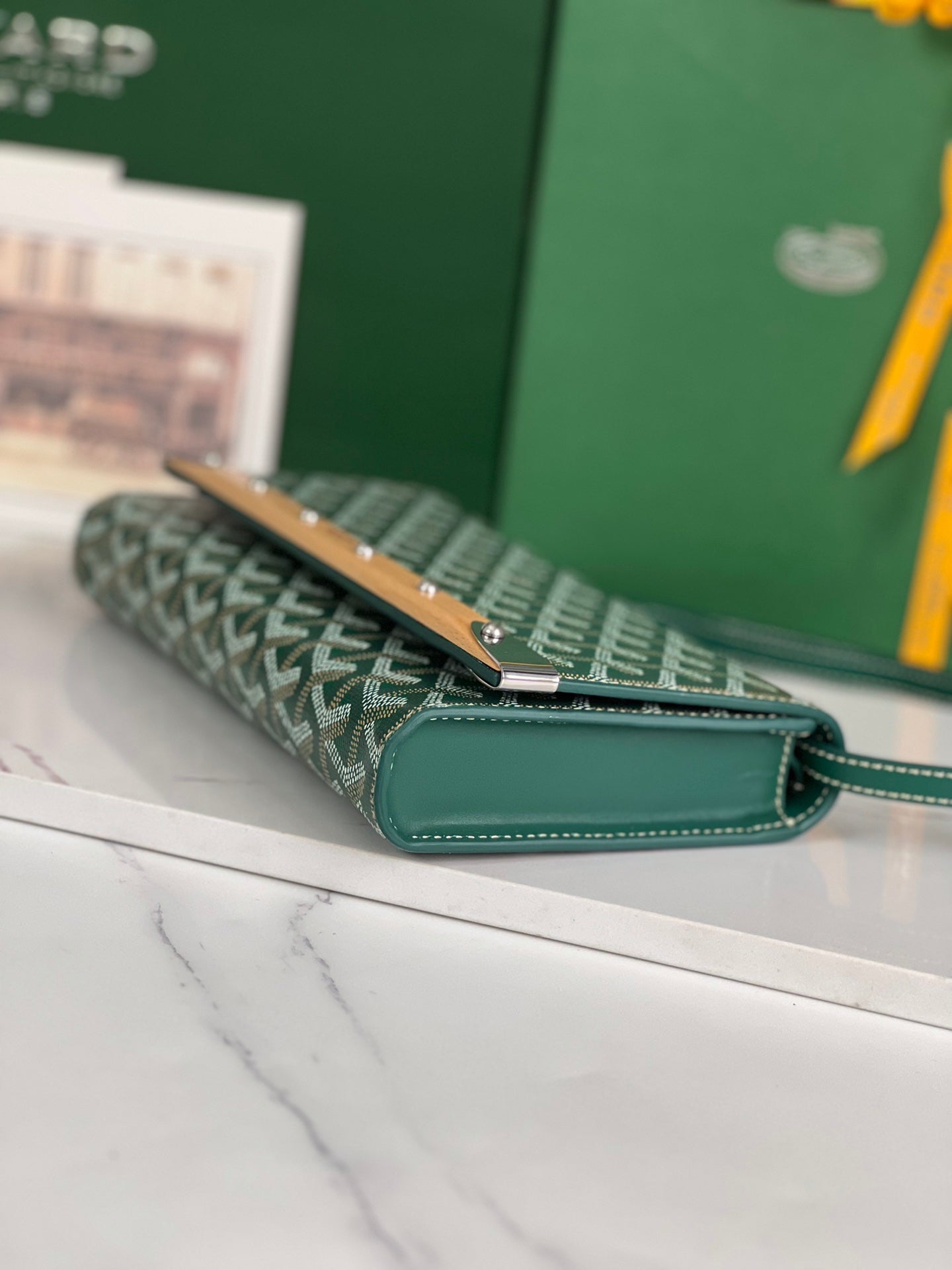 Goyard Monte-Carlo Pm Clutch 25cm Green Goyardine Canvas