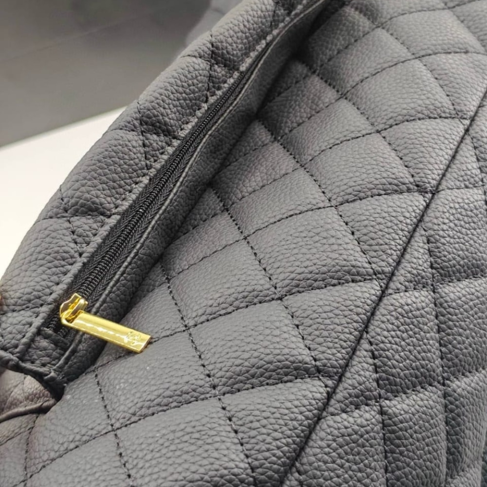 Chanel Xxl Airline Classic Travel Flap Bag Caviar Leather Black Gold Hardware 46Cm