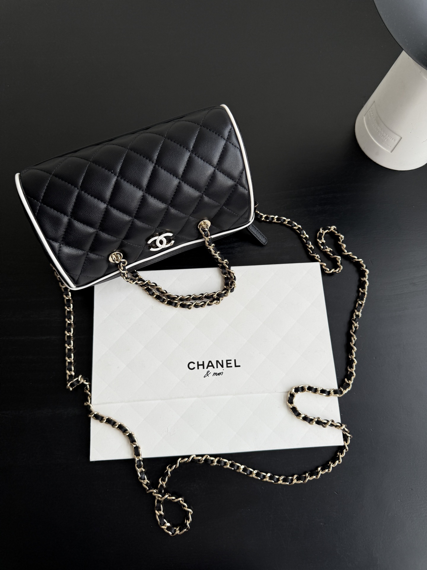 Chanel Spring Summer 2025 Pre-collection Clutch With Chain Lambskin Black 18.5cm/ 7.3inches
