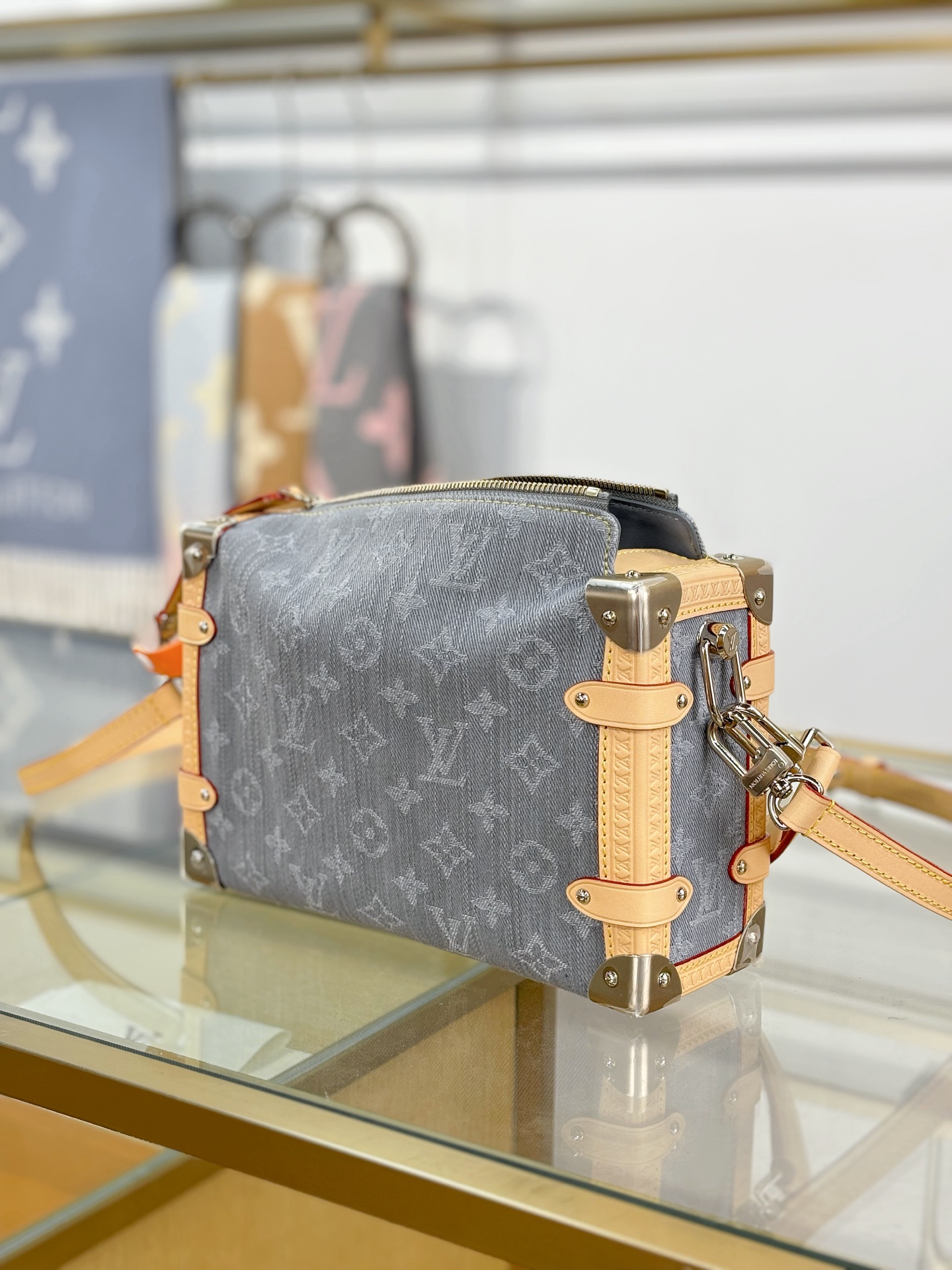 Louis Vuitton Grey Monogram Denim Side Trunk MM M13285 23.5cm/ 9.3in