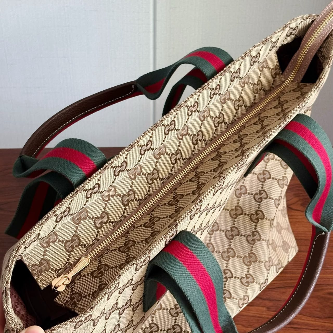 Gucci GG Medium Tote Bag 36cm/14.2in Sand And Brown GG Canvas ‎875929