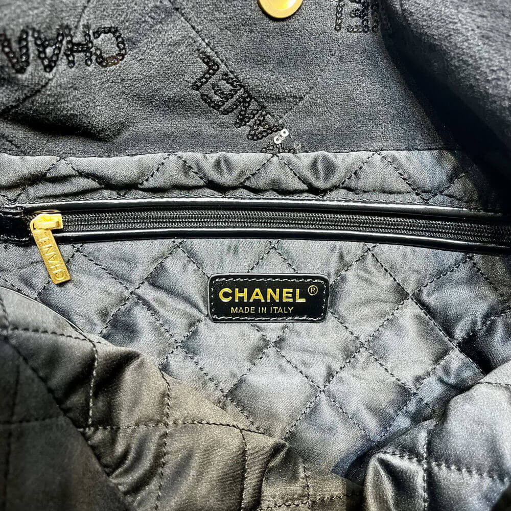 Chanel 22 Small Handbag Velvet With Sequins 37cm