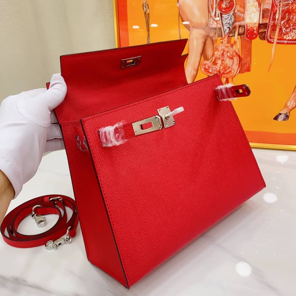 Hermès Kelly Sellier 25 Casaque Epsom Rouge With Silver Hardware In 25Cm