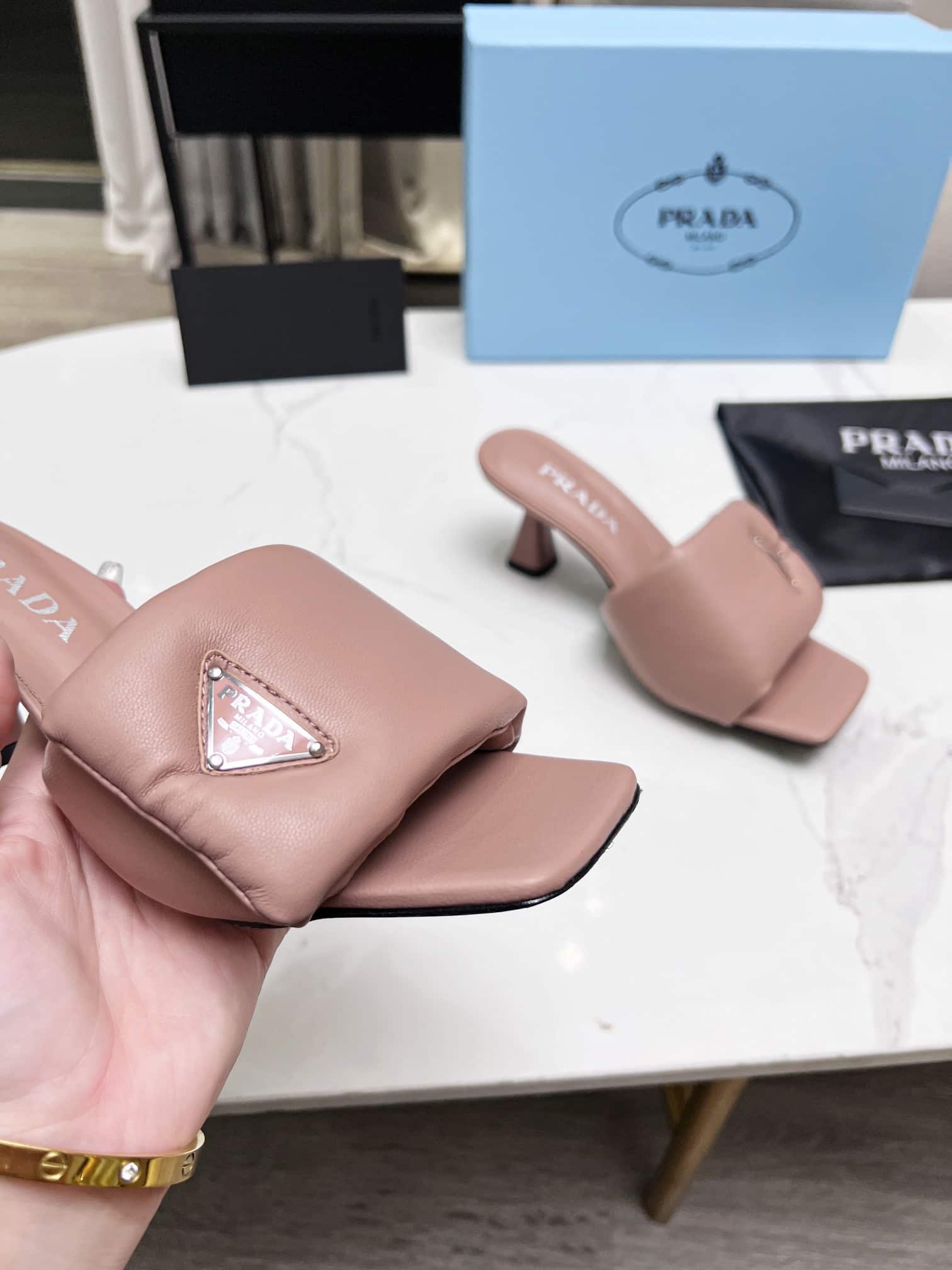Prada Soft Padded Nappa Sandals Pink