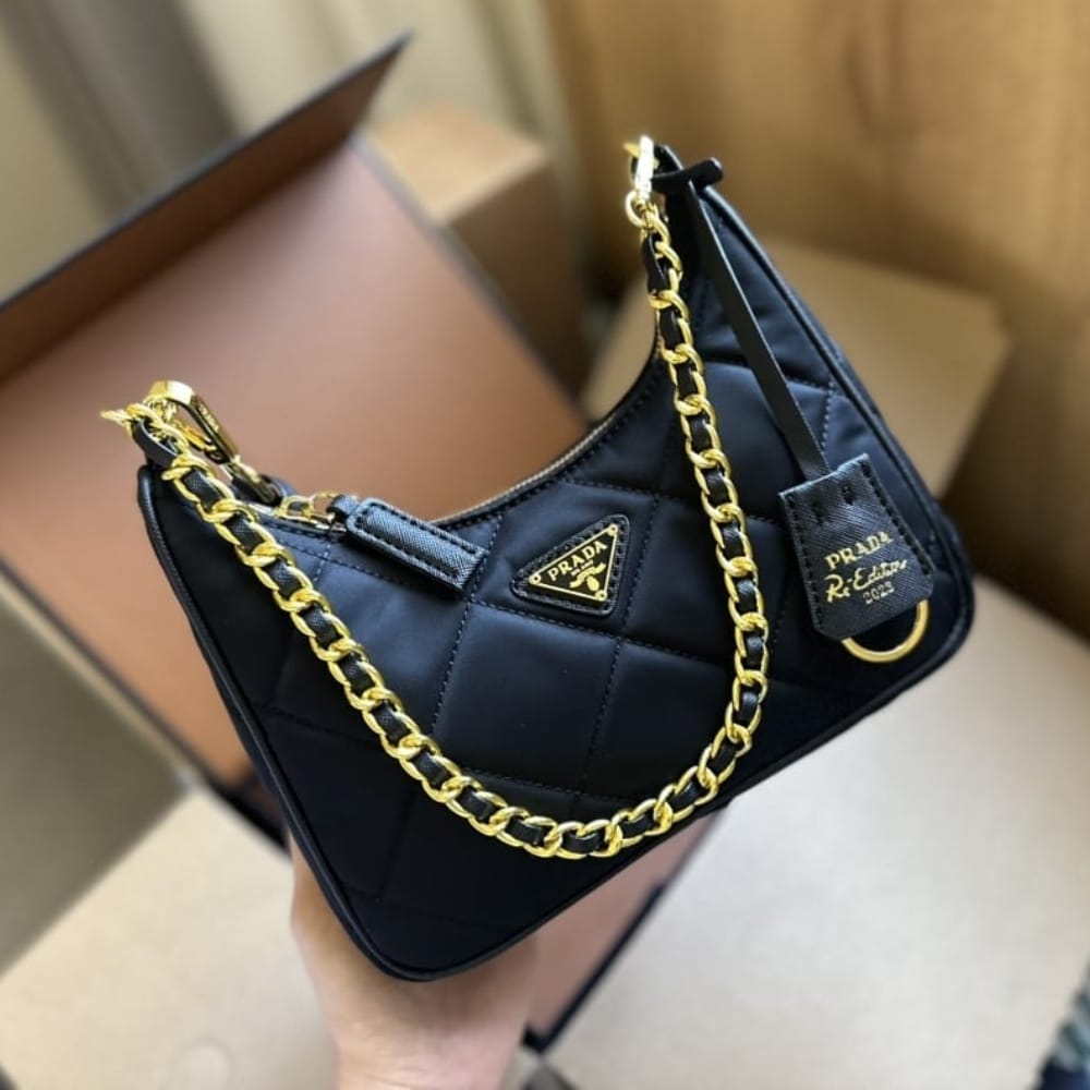 Prada Re Edition 1995 Chaîne Re Nylon Mini Bag Black 22Cm 1Bc204 2Aos F0002 V Qoo