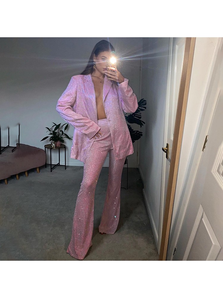 Metallic Baggy Long Sleeve Blazers