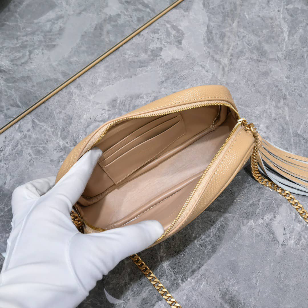 Saint Laurent Lou Camera Bag In Quilted Leather Beige 18Cm