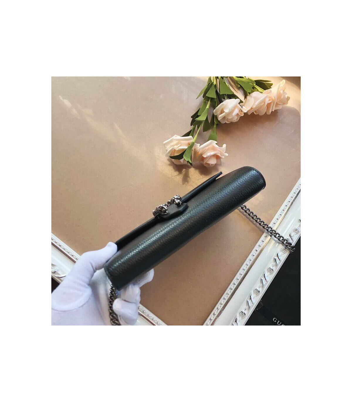 Gucci Dionysus Black Leather Mini Chain Bag