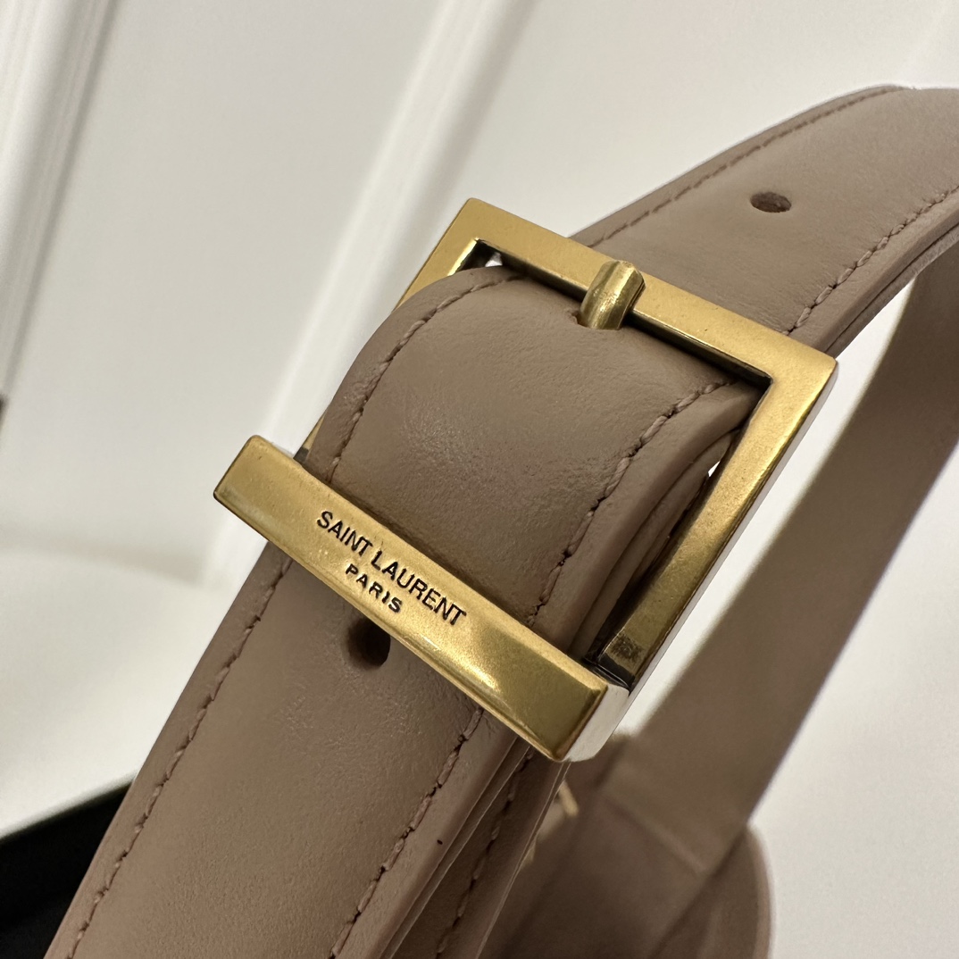 YSL-LE 5 À 7 in smooth leather-GREYISH BROWN