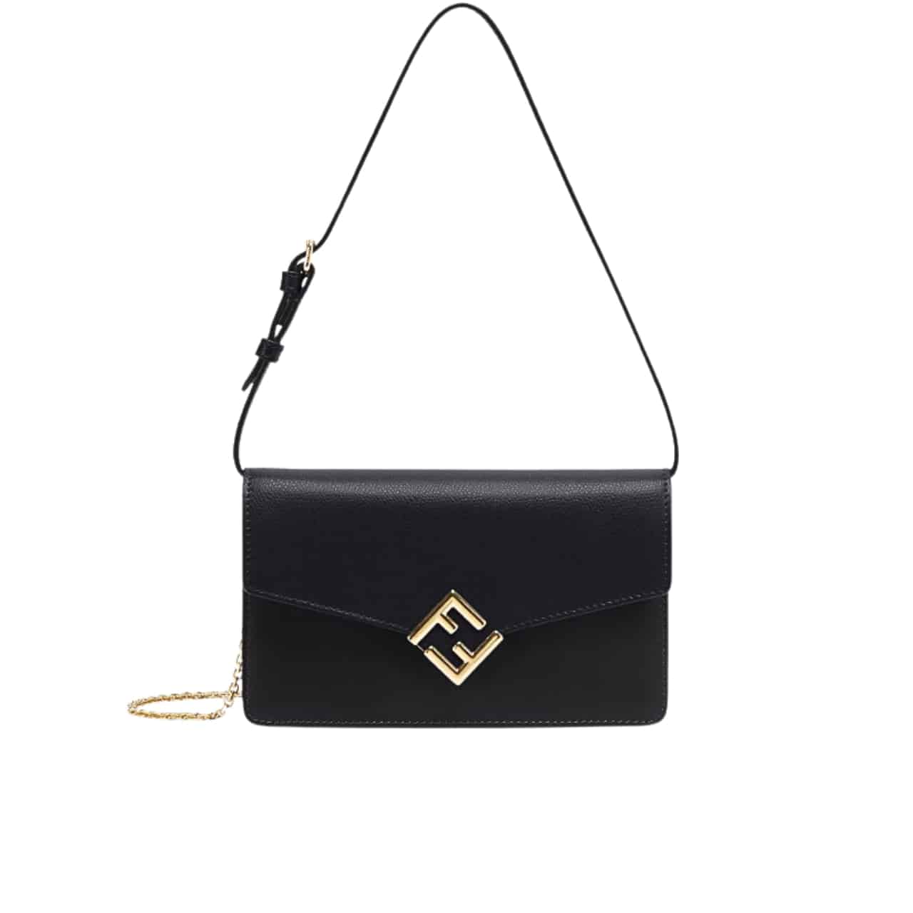 Fendi Ff Diamonds Wallet On Chain Black 22Cm