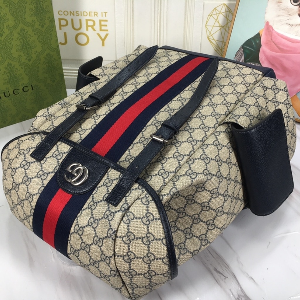 Gucci Ophidia GG Medium Backpack Beige Blue GG Supreme 40cm 598140 HUHAN 4079