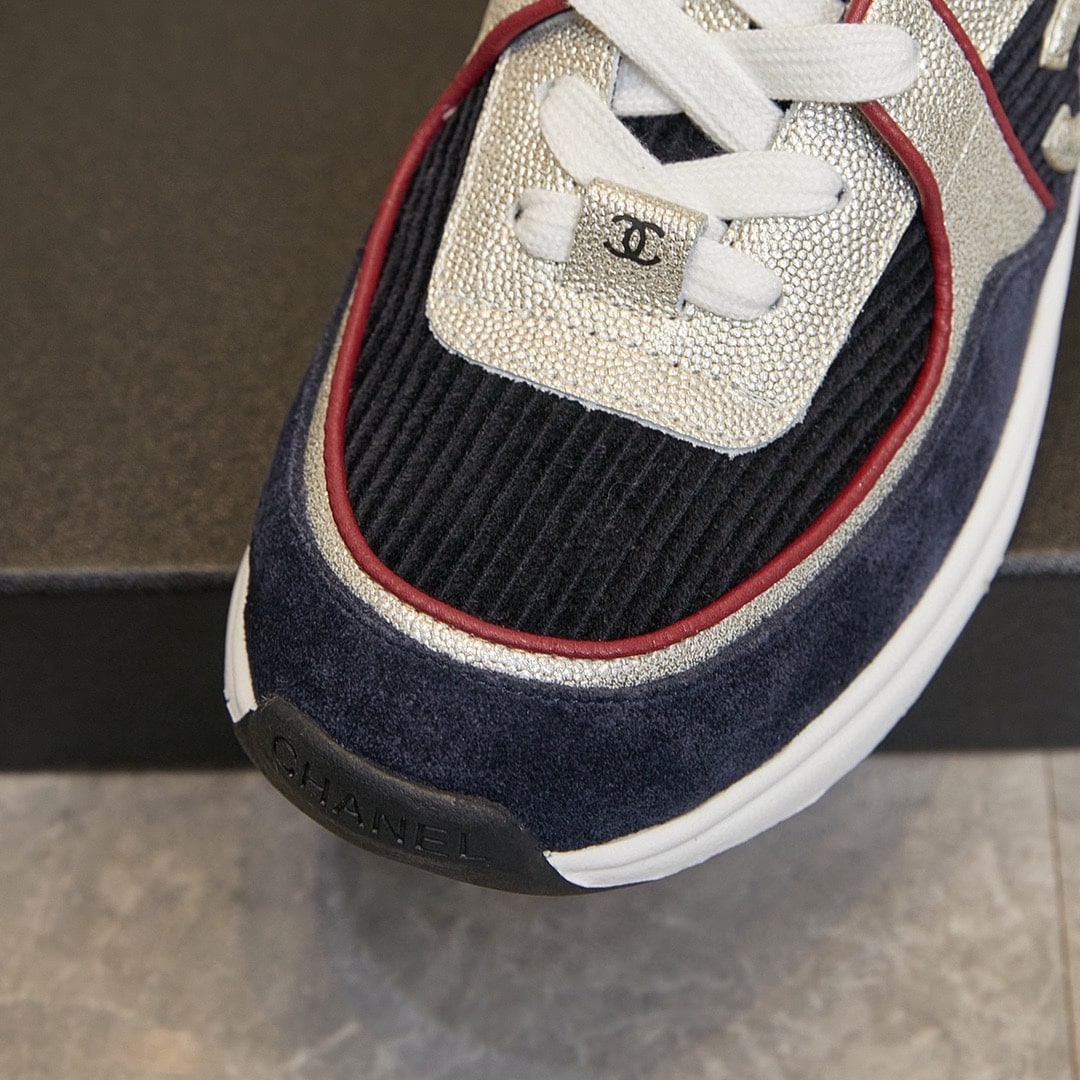 Chanel Cc Logo Sneakers Navy Burgundy