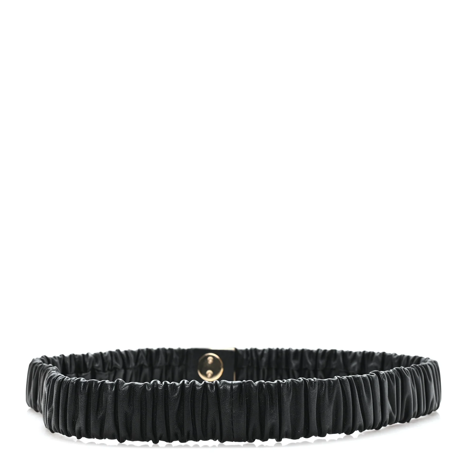Lambskin Ruched Turn Lock CC Belt 80 32 Black