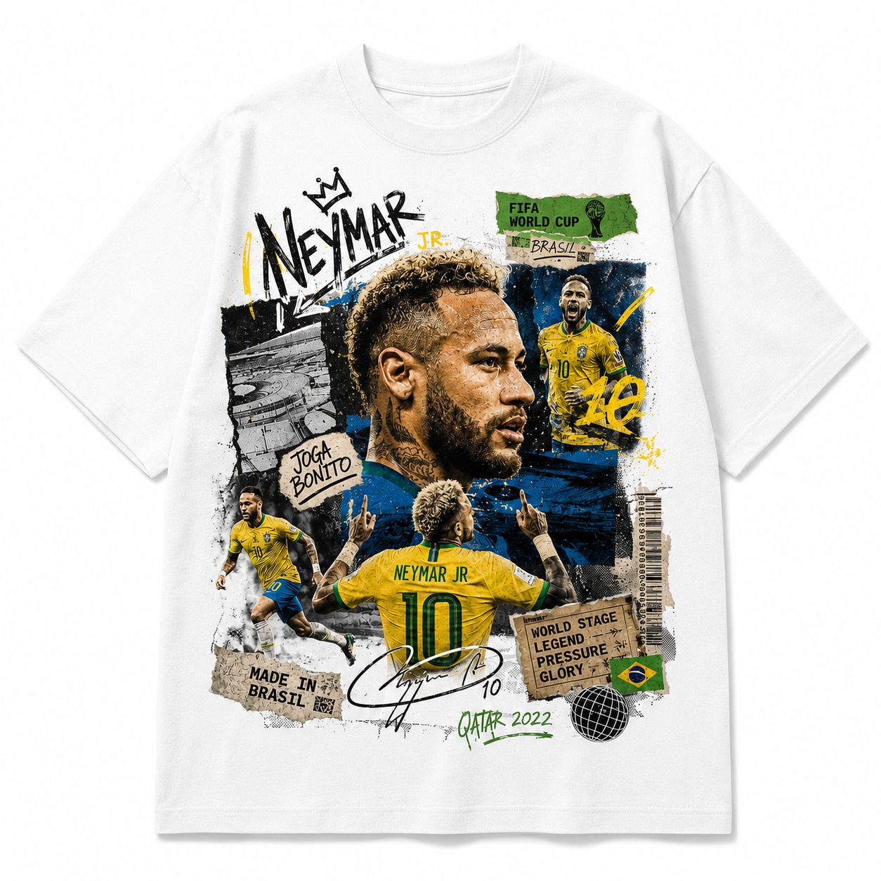 Neymar World Cup Printed T-Shirt  Unisex Loose Fit T-Shirt 100% Cotton Soft Comfortable Summer Casual Printed Top