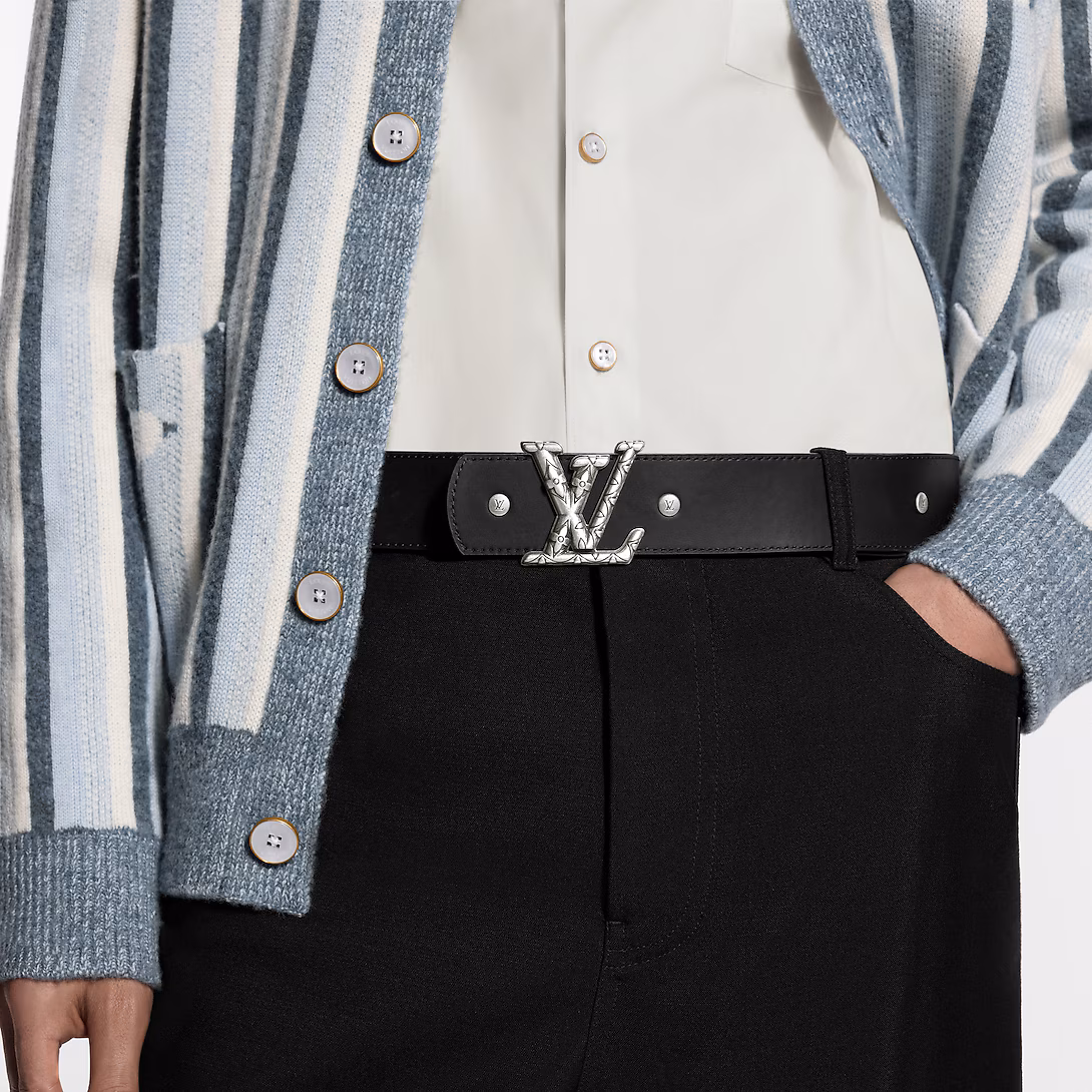 Lv Dimension Drift Flower Studs 40mm Reversible Belt Black M4648V