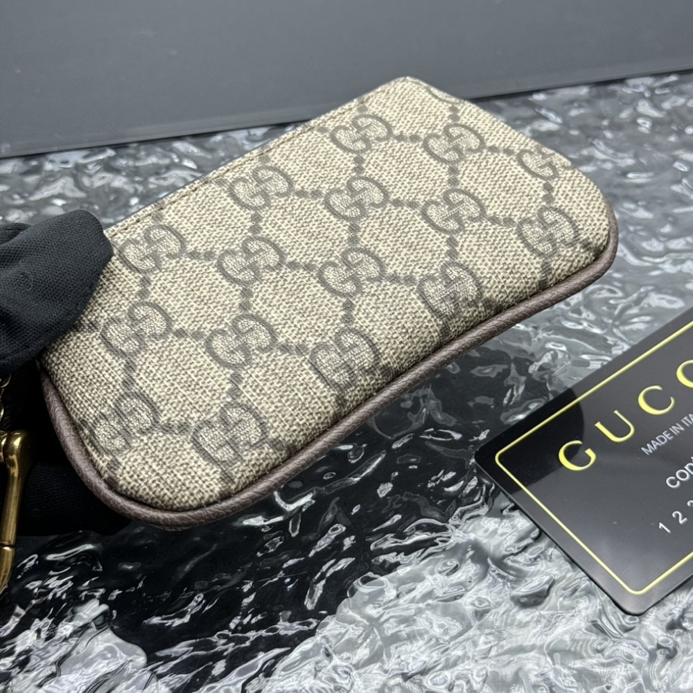 Gucci Gg Supreme Canvas Wallet Ophidia Key Case Beige And Ebony 12.5cm