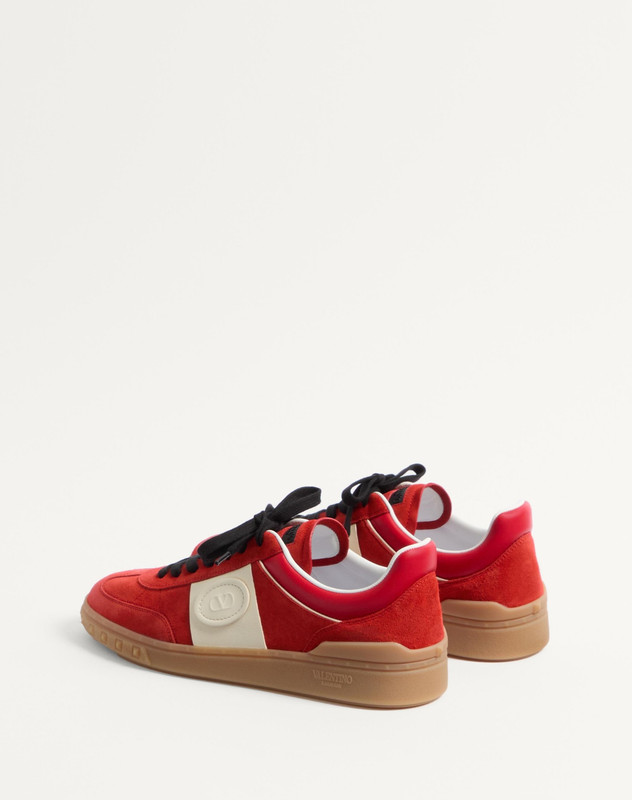 VALENTINO UPVILLAGE LOW TOP SNEAKER IN SPLIT LEATHER AND CALFSKIN NAPPA LEATHER