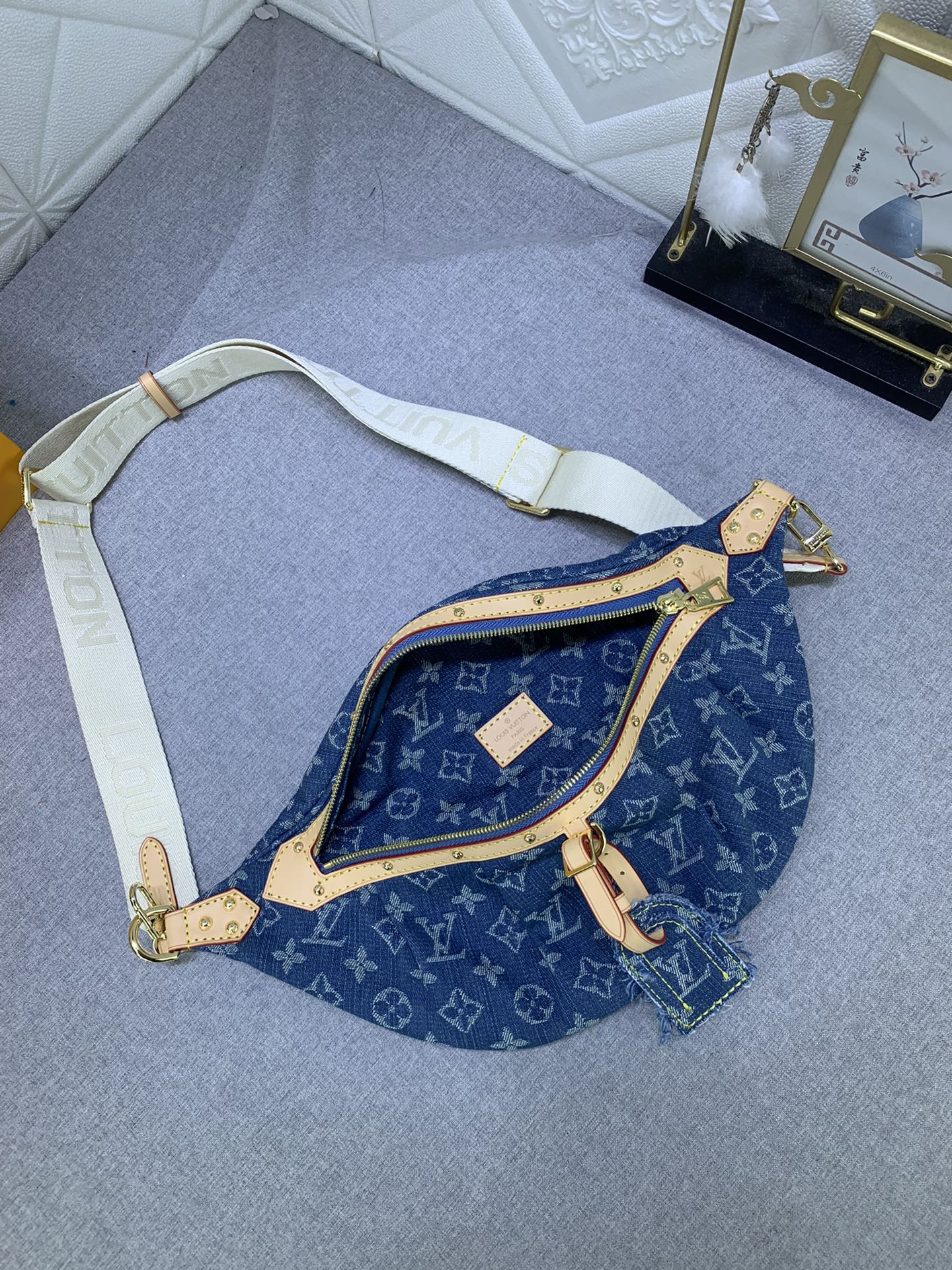 Louis Vuitton Bumbag High Rise Denim Blue 38Cm M46837