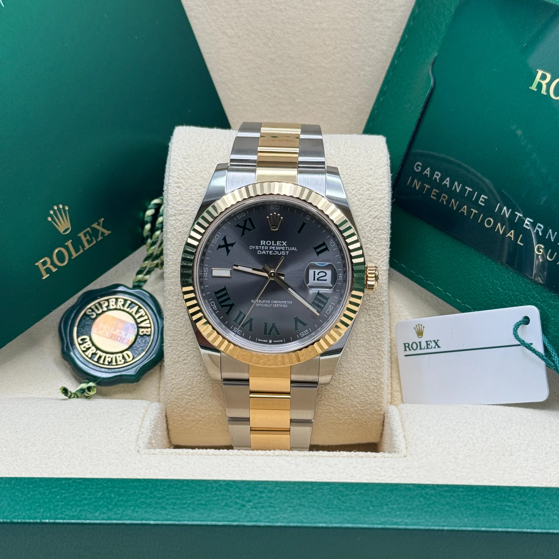 【Super Clone】RLX  Datejust 41mm 126333 Two-Tone Yellow Gold Fluted Bezel Wimbledon Dial Oyster