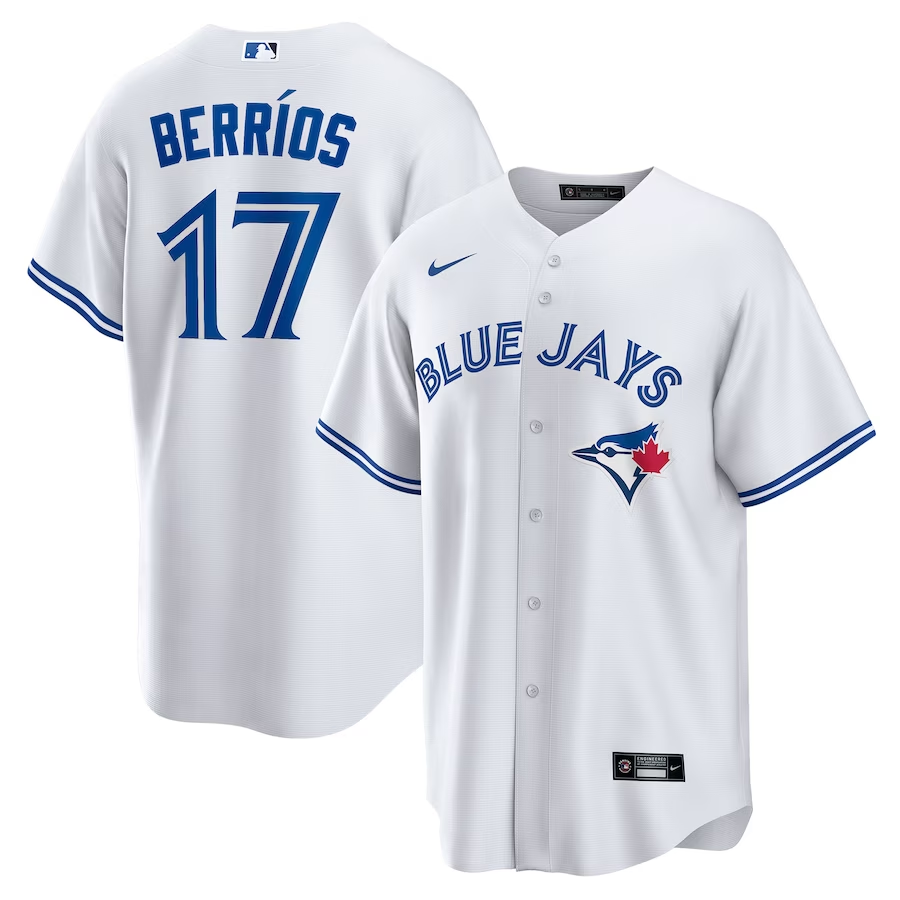Men's Toronto Blue Jays Jos ̈¦ Berr ̈aos #17 White Home Replica Player Jersey