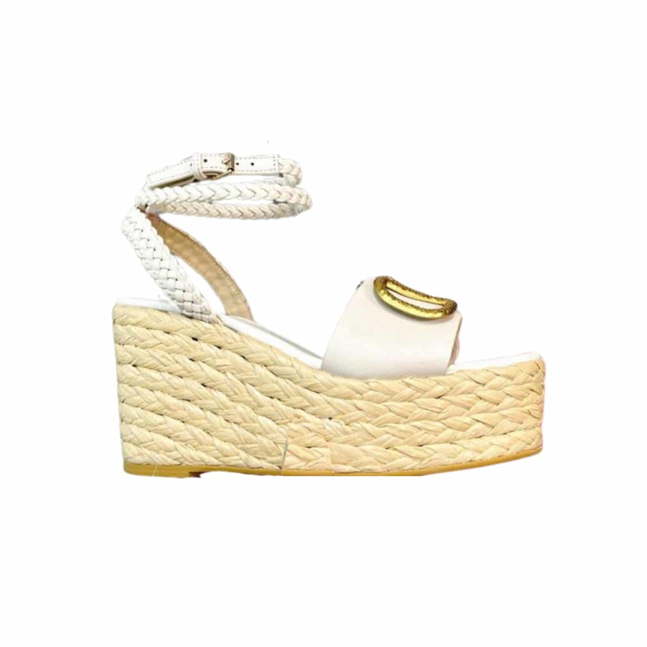 Valentino Garavani VLogo Espadrille Platform Sandals White