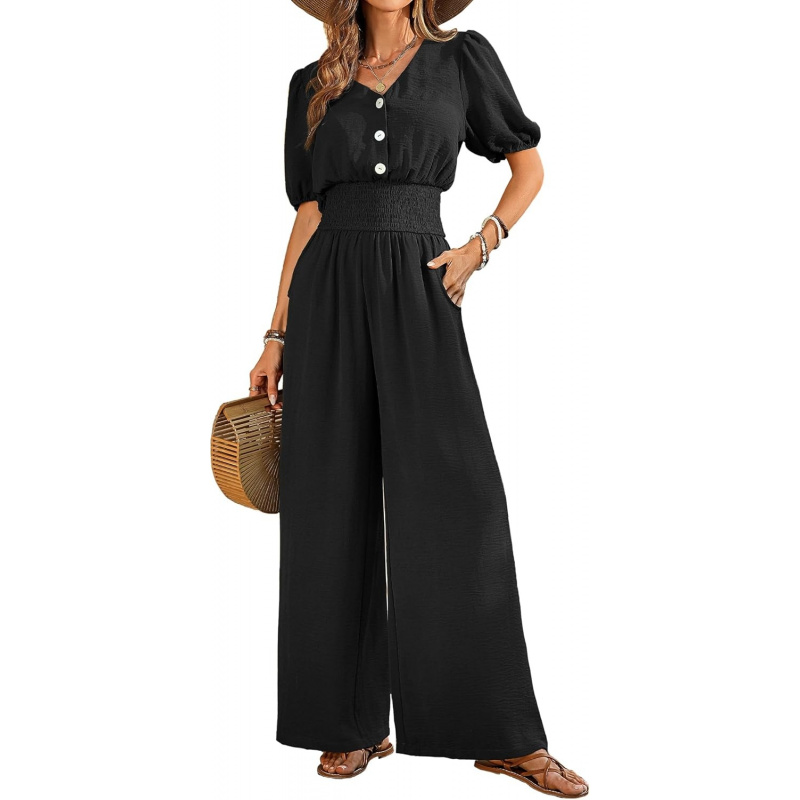 Women's Jumpsuits Short Sleeve V Neck