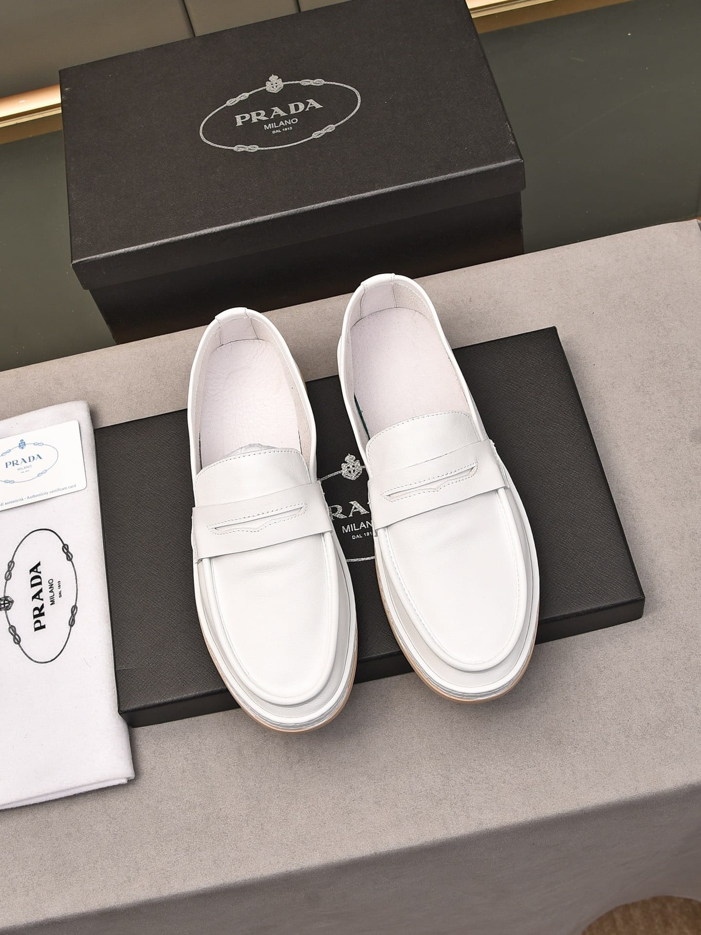 Prada Men’S Flat Loafers Leather White