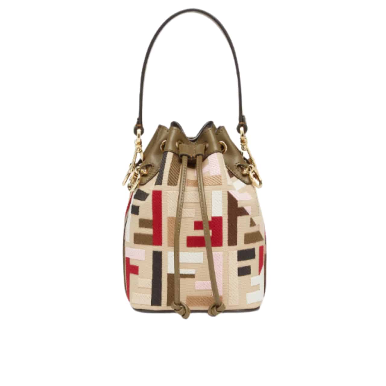 Fendi Mon Tresor Canvas Mini Bag With Ff Embroidery Multicolour 14Cm