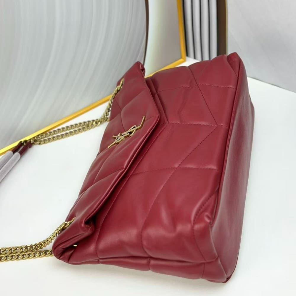 Saint Laurent Puffer Small In Leather Gold Hardware Red 29Cm