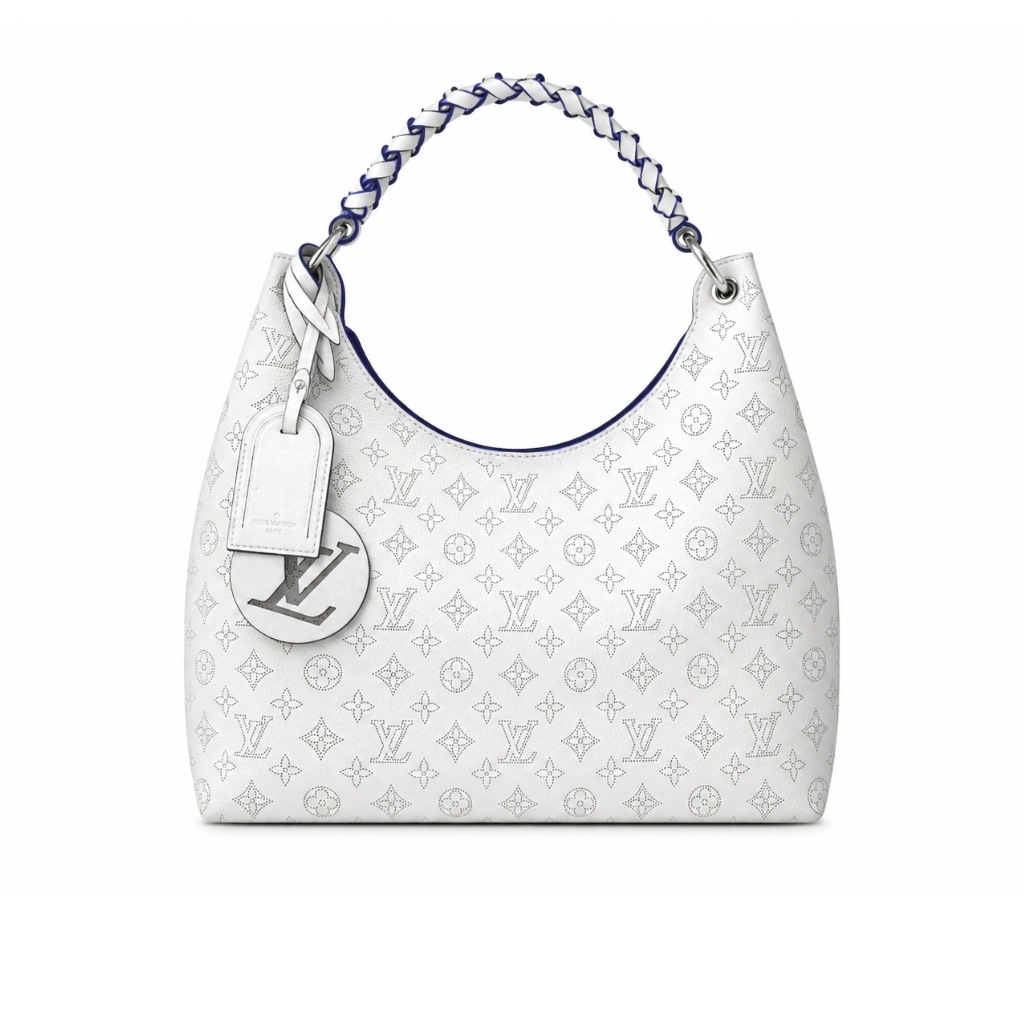 Louis Vuitton Carmel Hobo Mahina Leather White 40Cm M57572