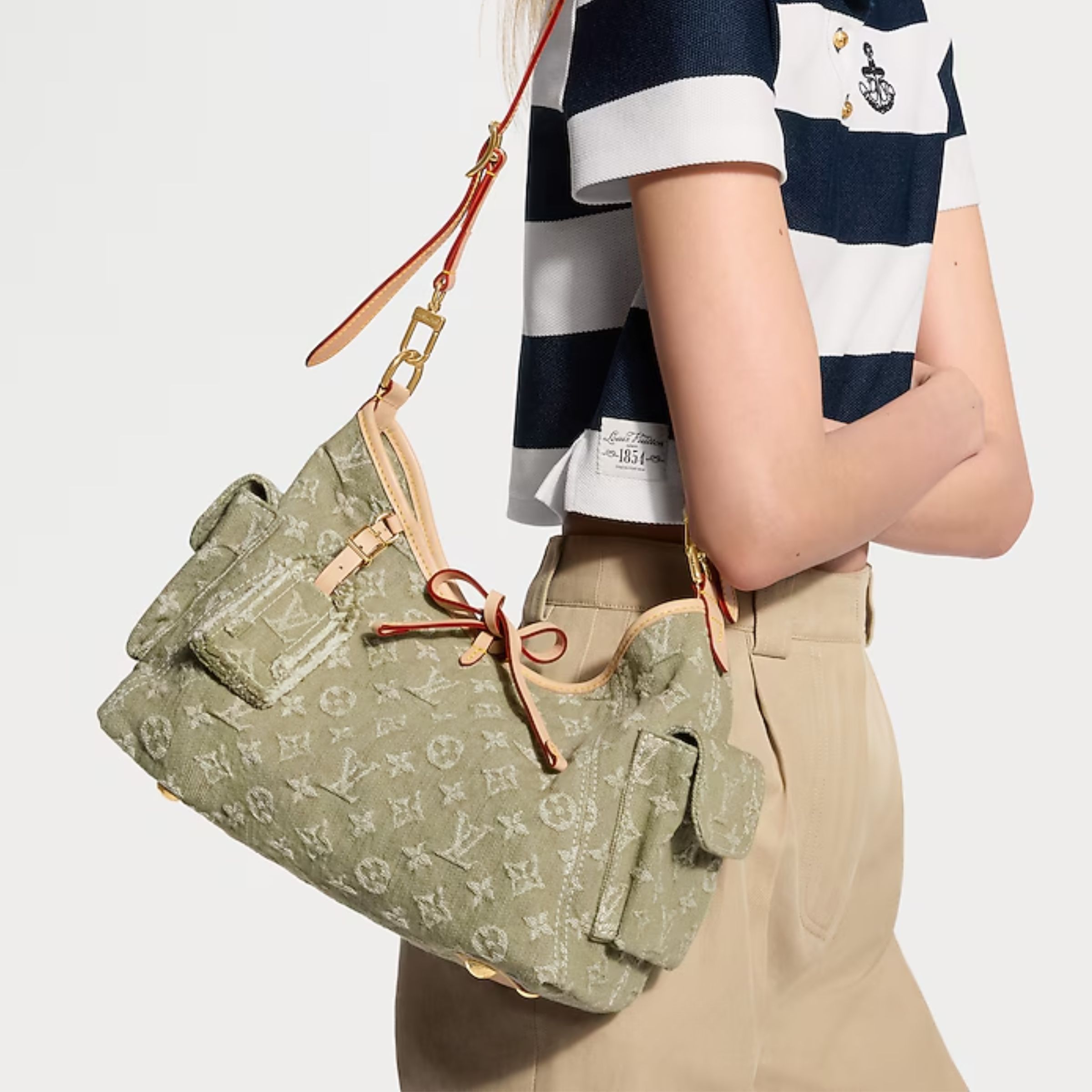 Louis Vuitton Carryall Cargo PM Bag Khaki Denim 33.5cm M27623