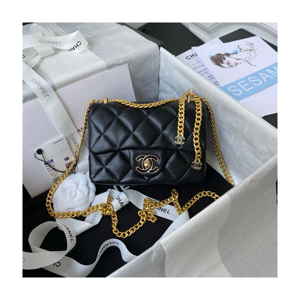 Chanel Mini Flap Bag in Lambskin with Enamel CC