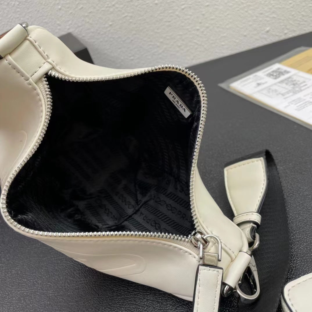Prada Triangle Leather Mini Bag White 27Cm