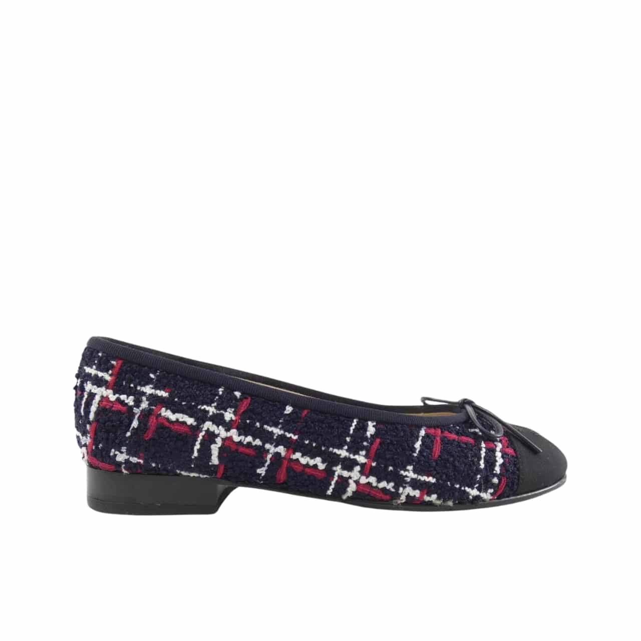 Chanel Ballerina Flat Shoes Tweed In Black