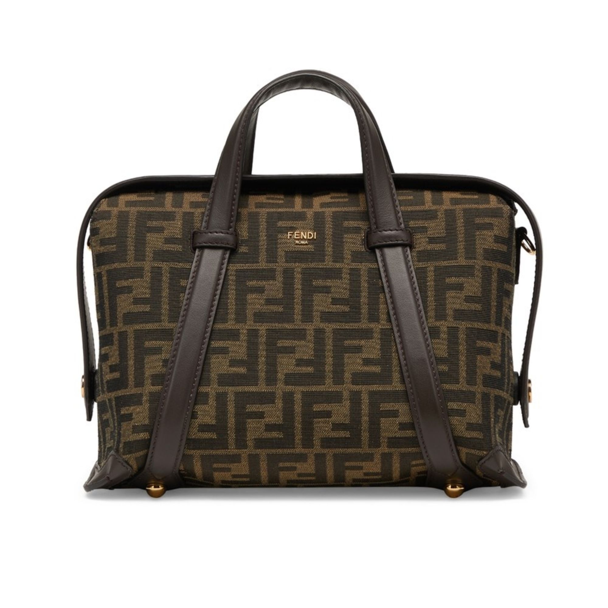 Fendi Boston 365 Brown Ff Jacquard Fabric Bag 27.5 Cm