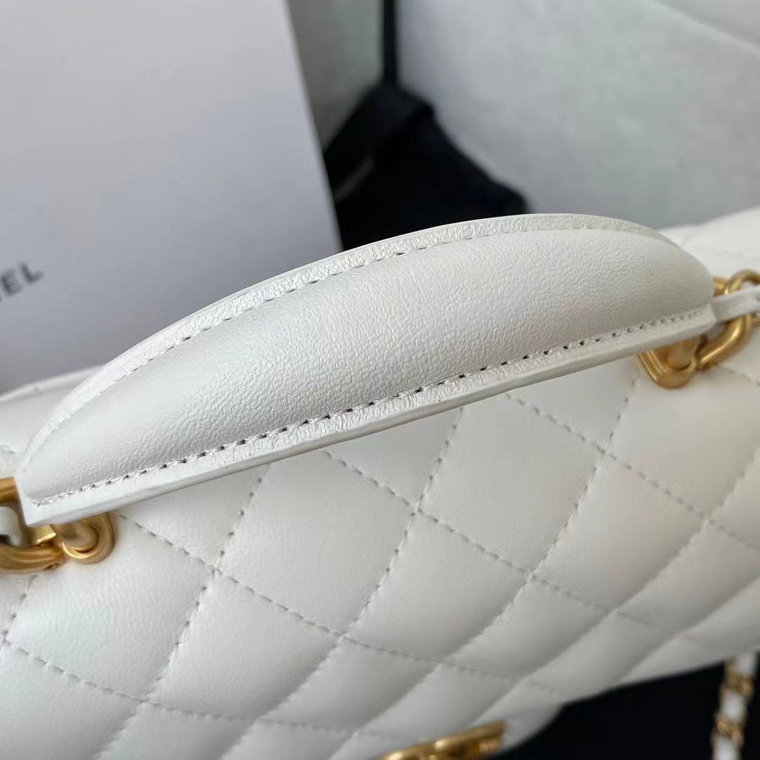 Chanel Mini Flap Bag With Top Handle White 20Cm As2431