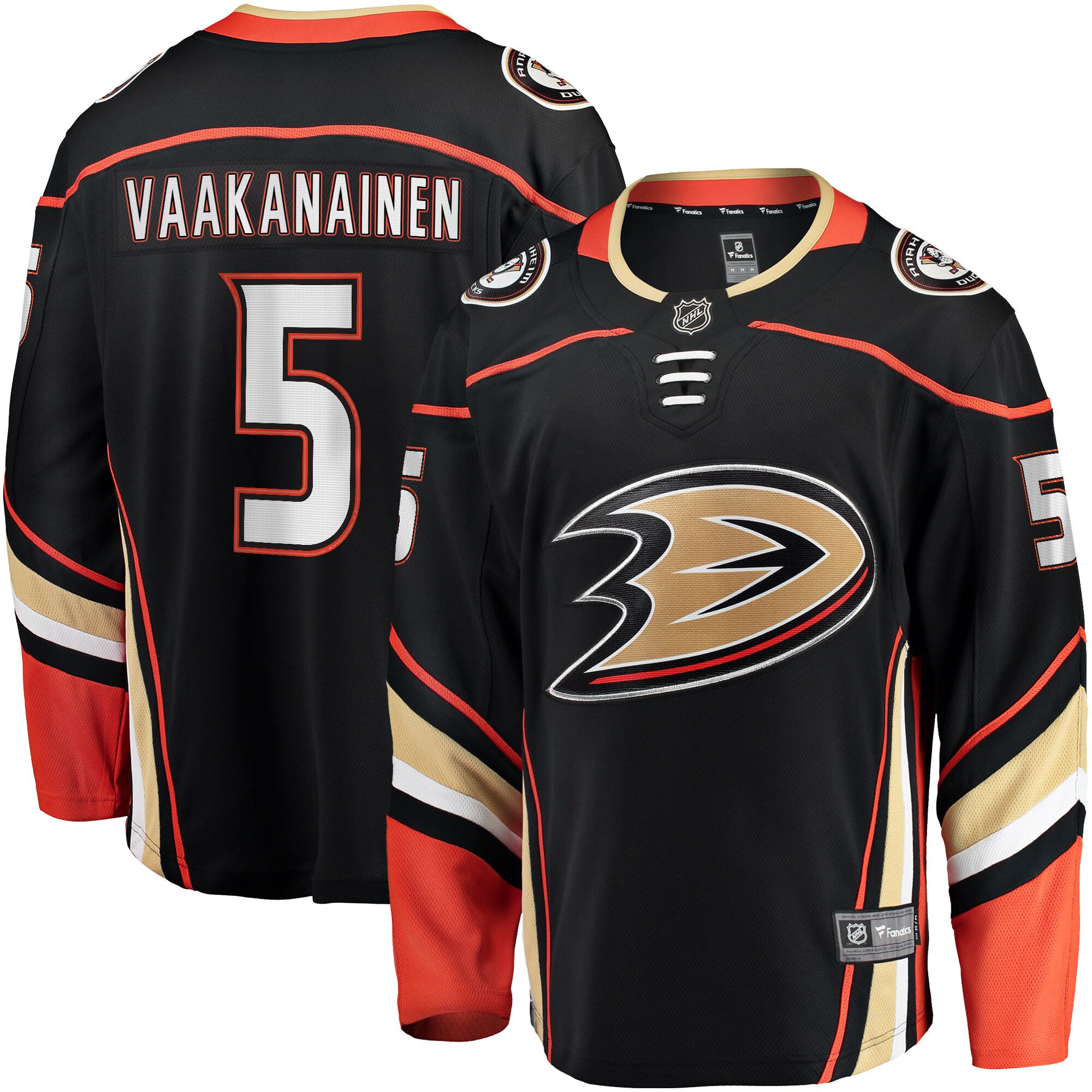 Urho Vaakanainen Anaheim Ducks Fanatics Home Premier Breakaway Player Jersey – Black
