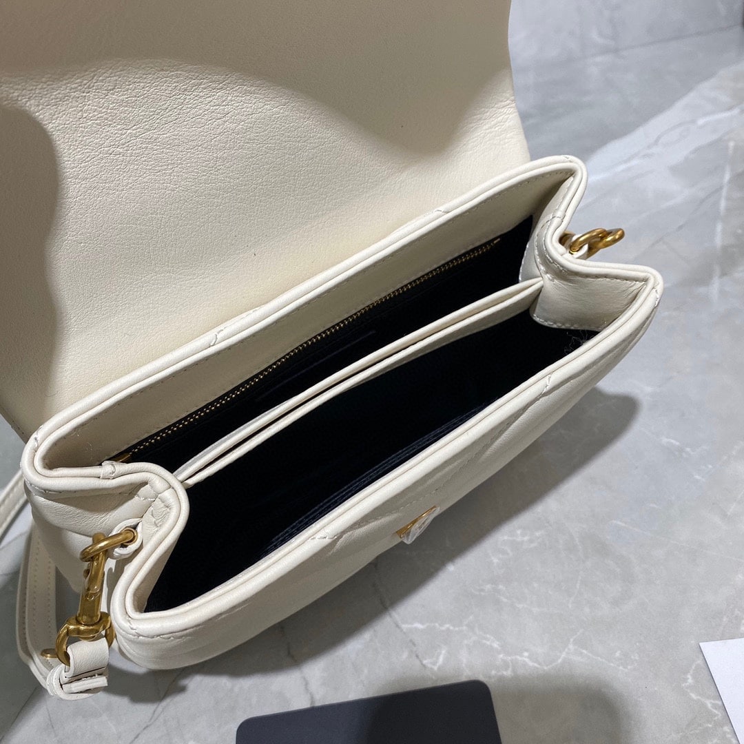 Saint Laurent Loulou Toy Strap Bag In Quilted Y Leather White