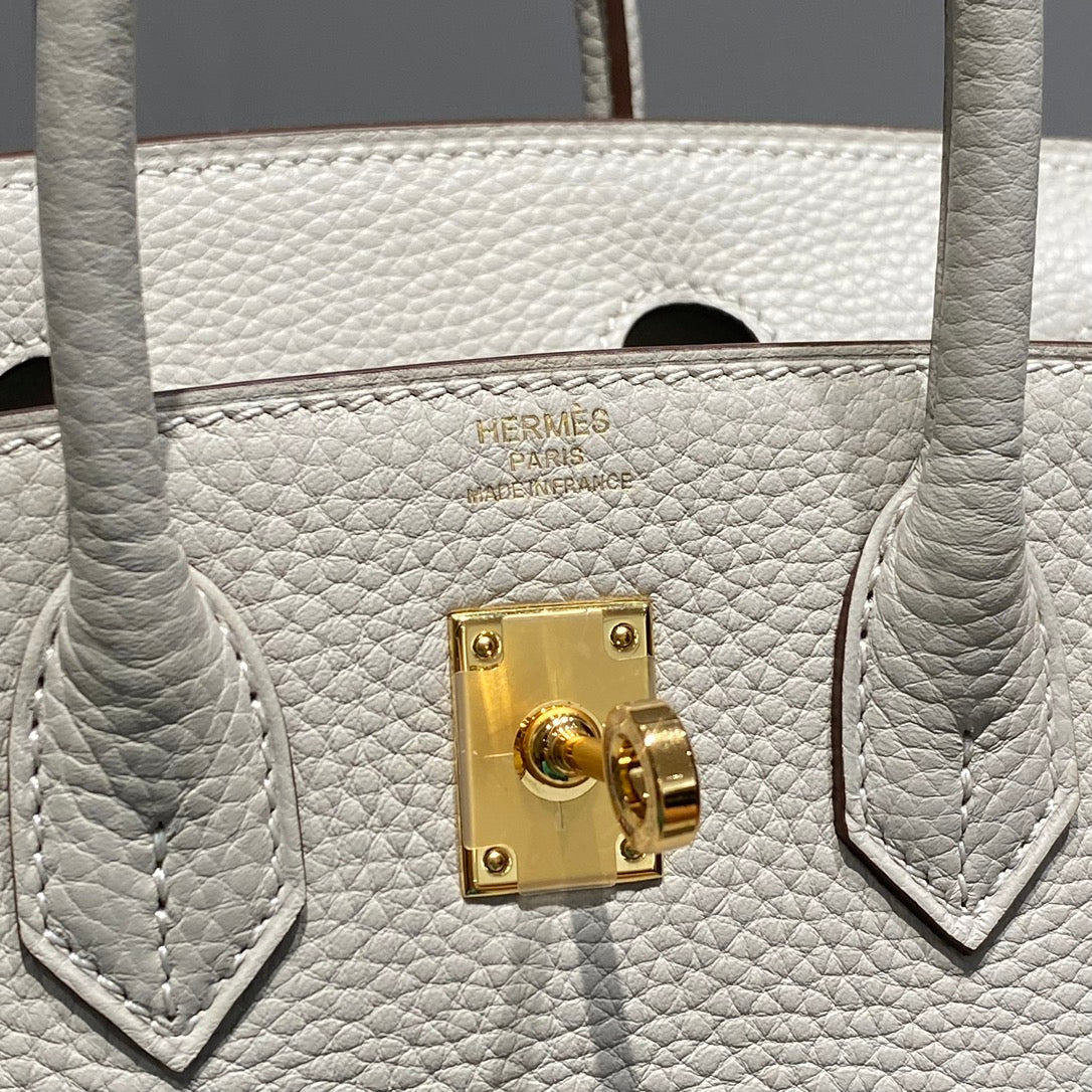Hermes Birkin 20Cm Pearl Gray Togo Leather Gold Hardware