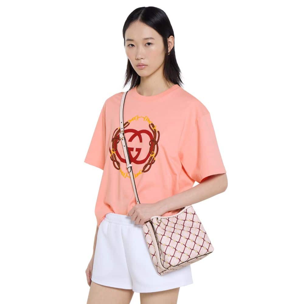 Gucci GG Emblem Small Bucket Bag Pink And Red 20Cm 815118 FAFF1 8649