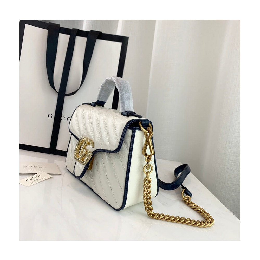 Gucci GG Marmont Mini Top Handle Bag White