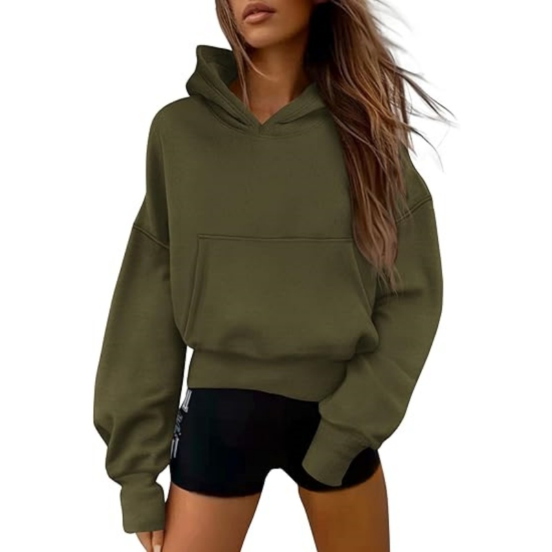 Women's Fall Half Zip Cropped Hoodie Sweatshirt